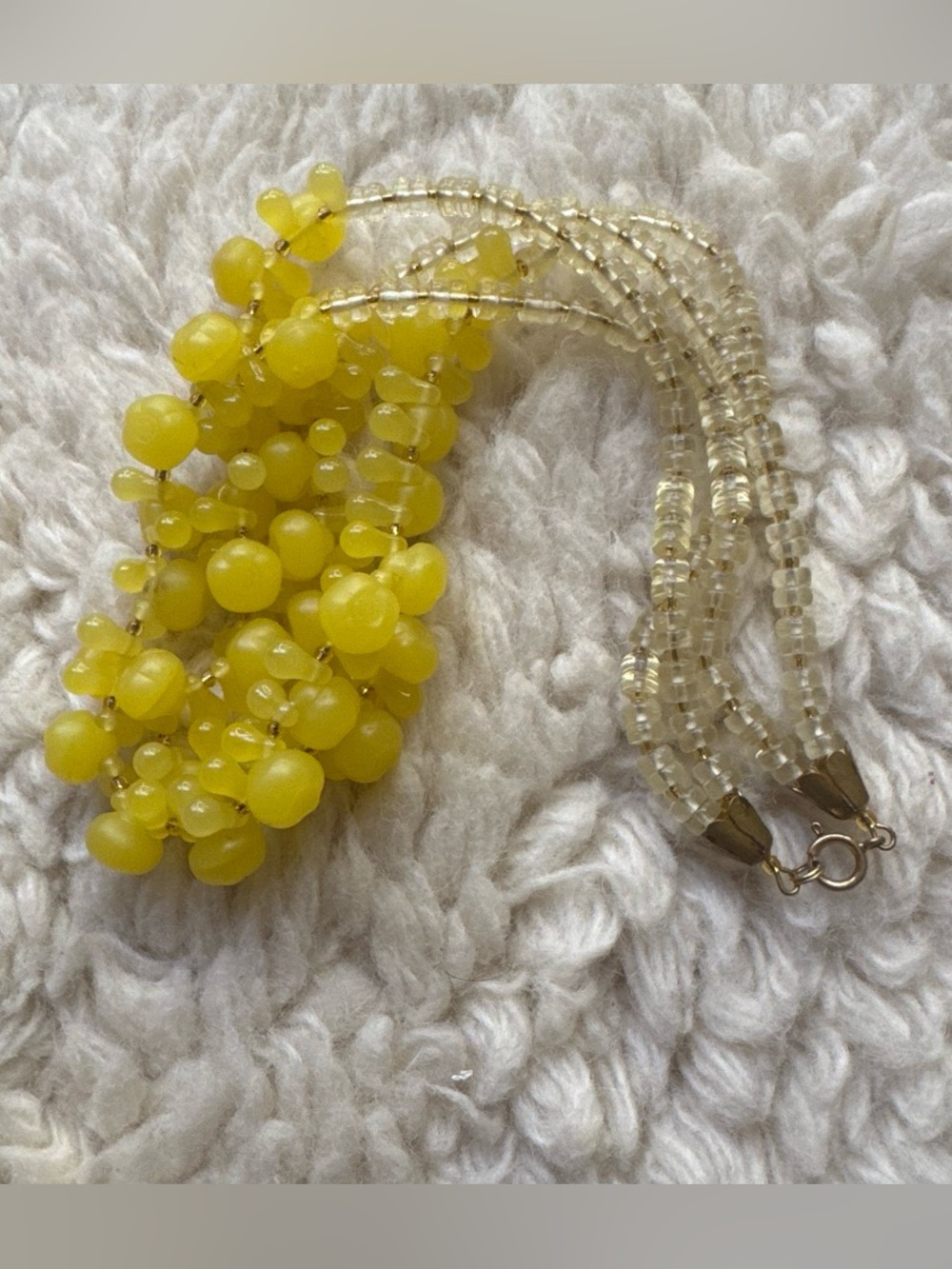 Vintage Glass Yellow Beaded Necklace